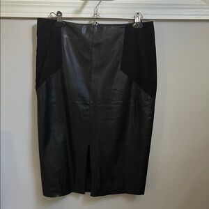 Simons Black Leather Pencil Skirt
